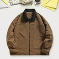 thumbnail image 6 of Men Corduroy Jacket - Lapel Collar Long Sleeve Patchwork Color Casual Jacket Coat with Pockets Zipper Placket, 6 of 7