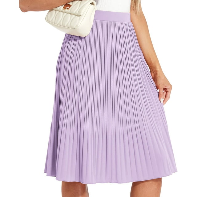 ZXIHZF Jupe Midi Plissée Fluide en Chiffon Classique pour Femmes