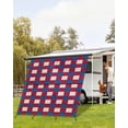 thumbnail image 4 of 4th of July RV Awning Sun Shade Screen 9'X7' Red Blue White Buffalo Plaid Mesh Sunscreen Patriotic Linen Awning Shade Screen with Zipper UV Blocker Completed Kits for RV Motorhome Camper, 4 of 7