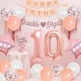 thumbnail image 6 of Fangleland 10th Birthday Decorations Girl Rose Gold, Double Digits and Happy Birthday Banner Number 10 Star Foil Balloon Cake Topper, Its My 10th Birthday Sash for 10 Year Old Birthday Party Supplies, 6 of 7