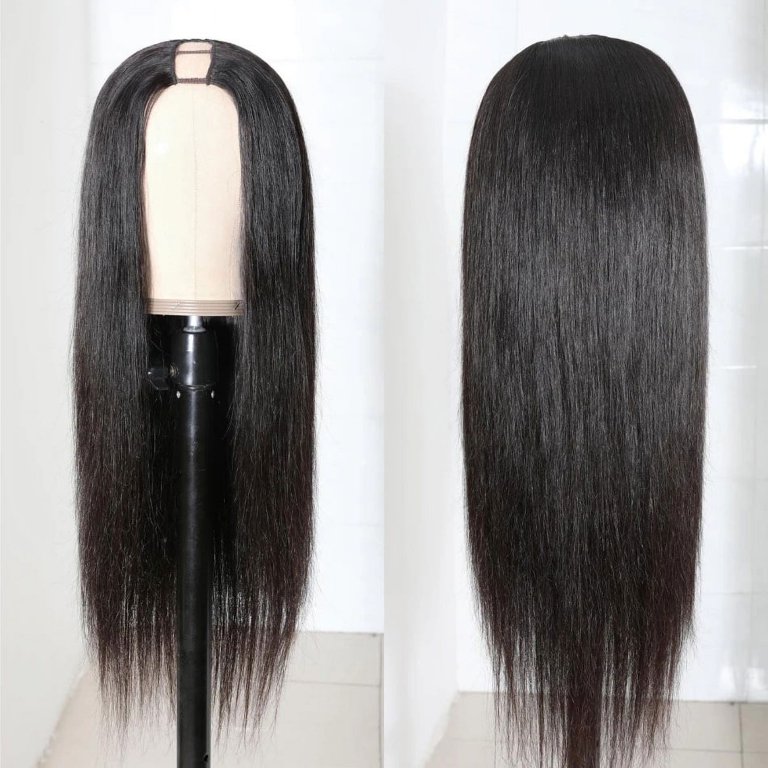 U Part Wigs Straight Brazilian Virgin Human Hair 2 display picture 1