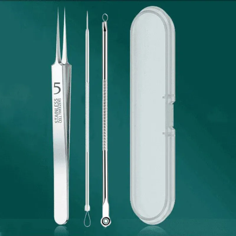3pcs Stainless Steel Blackhead & Blemish Remover Set - Precision Tools for Face & Nose -Acne Extraction for Whiteheads & Pimples