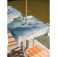 thumbnail image 2 of Outdoor Tablecloth with Umbrella Hole for Patio/Picnic/Party/Camping, Mountain Peak Waterproof Table Cloth Square Cover Washable, Blue Beige Mist Zen Modern Nature Fantasy (54"x 54"), 2 of 9