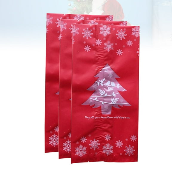 HONITANO 50Set Simple Design Plastic Bags for Sweets Red Flat Pocket Christmas 3.7x7.9x2.8in