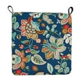thumbnail image 2 of Blazing Needles 916X16FP-T-2CH-REO-64 Spun Polyester Outdoor Dining Chair Cushions, Telfair Peacock - Set of 2, 2 of 2
