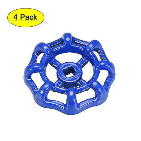 

Uxcell Square Broach 7x7mm Wheel 64mm Metal Faucet Round Wheel Handle Blue 4 Pack