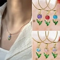 thumbnail image 5 of RYUJNDK Temperament Tulips Flower Pendant Necklace Sweet Elegant Collar Necklace Choker Temperament Neck Chain Fashion Jewelry, 5 of 18