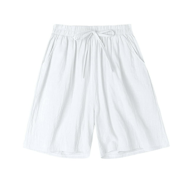 Tranfacy Shorts pour Femmes, Shorts d'Été pour Femmes, Pantalon Court en Imitation Imprimée et Lin pour Femmes