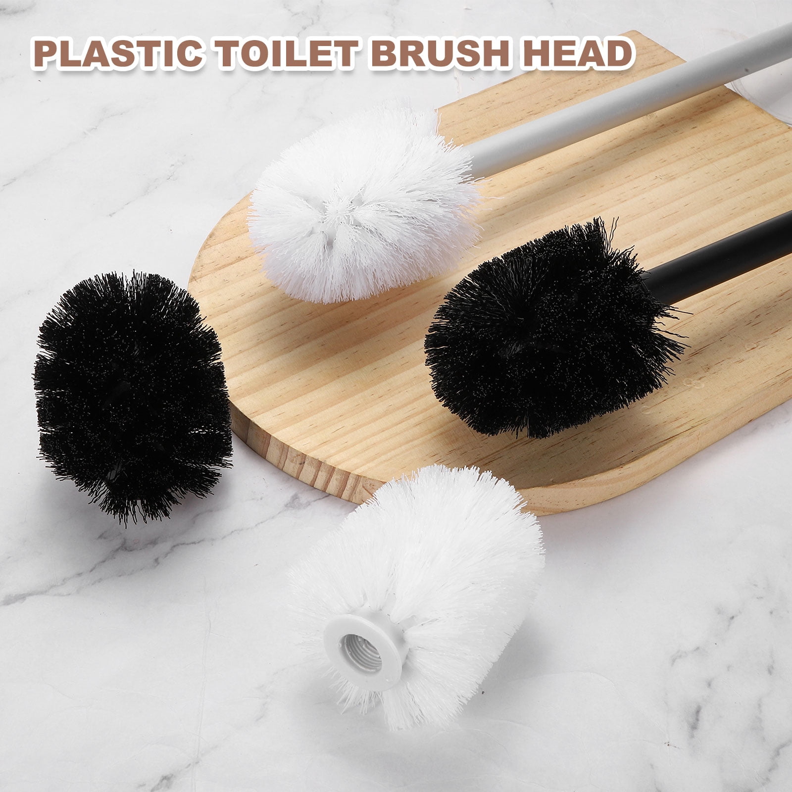 Uxcell 3 Pcs Toilet Brush Set Replacement Head, 9.8 Inch Toilet Brush Refills with Handle, Bathroom Cleaning Tool for Home, White