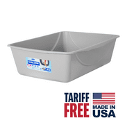 Petmate Basic Open Top Cat Litter Pan Plastic Cat Litter Box, Jumbo, Grey