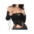 thumbnail image 3 of Qmyliery Women Simple Mesh Long-Sleeved T-Shirt with Adjustable Straps Clothing, 3 of 9