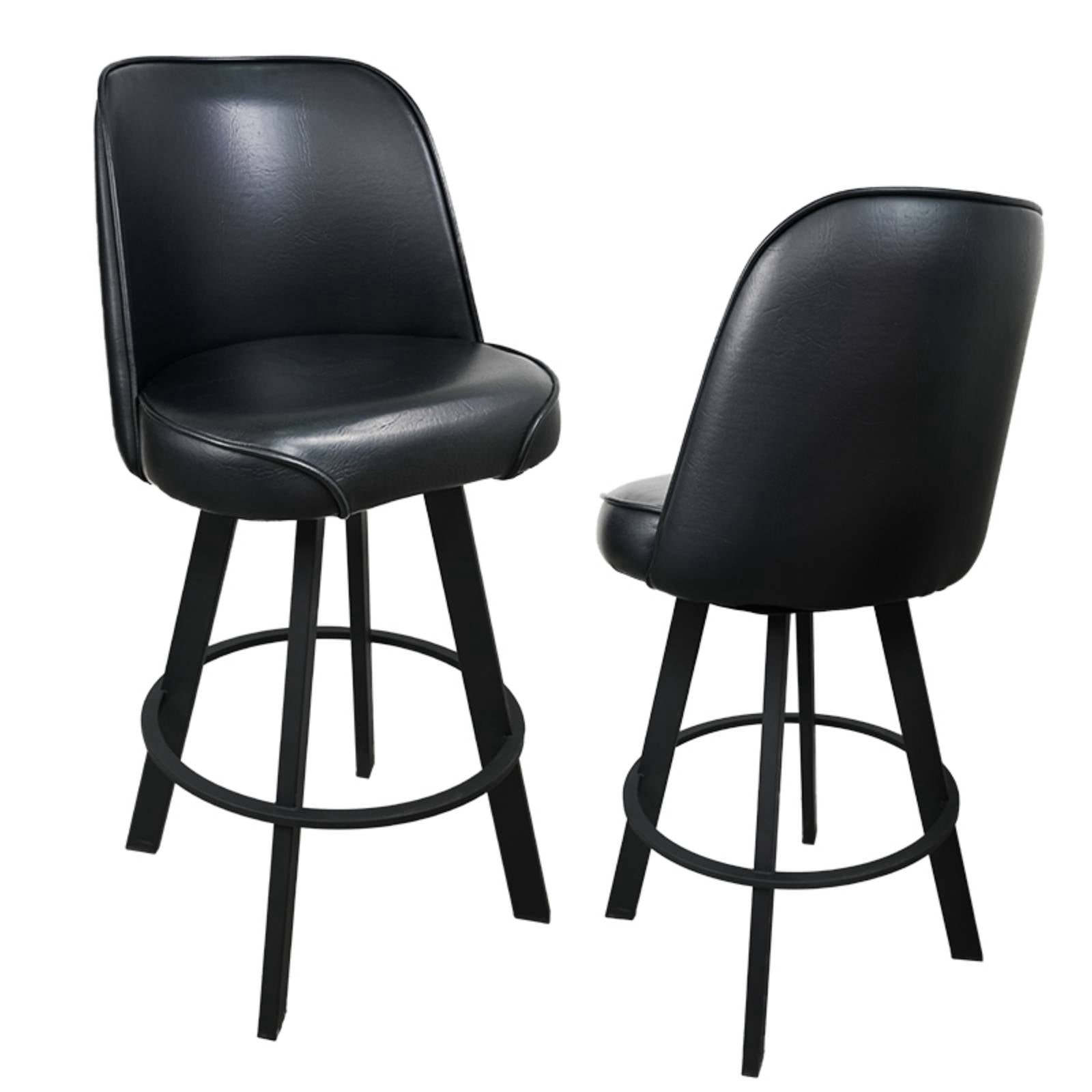 Swivel Bar Stools Set of 2 Counter Height Swivel Bar Stools with Backs, Faux Leather Barstools for Kitchen Island, Home Bar, Black