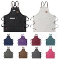 thumbnail image 3 of Billuyoard Delantal de lona, ​​delantales de trabajo gruesos, fundas de delantales, ropa de trabajo cómoda, accesorio de cubierta, vestido para el Utensilios de cocina Rosa Billuyoard HA011664-10, 3 of 6