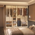 thumbnail image 6 of Homieasy 40'' W Closet System with Wooden Drawers and Hanging Rods, White Oak, 6 of 7