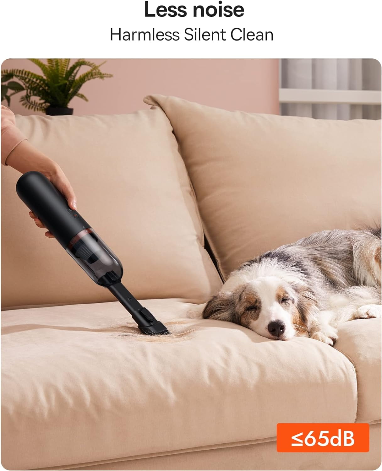 Baseus Handheld Vacuum Cleaner, Car Vacuum Cordless Rechargeable with Ultra Low Noise and 3H Type-C Fast Charging, Mini Portable Hand Held Vacuum Small Dust Buster for Dog Hair,Keyboard,Car
