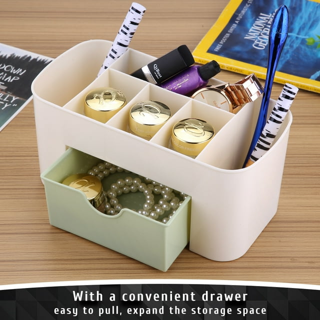 VIFER Makeup Storage Box Multifunctional Desk Desktop Organizer Drawer Stationery Holder Makeup Storage Box Cosmetic Organizer with Drawers Home(Green)