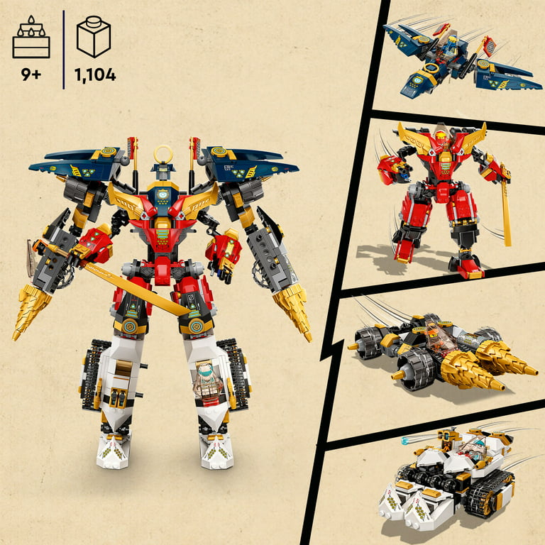 LEGO NINJAGO Ninja Ultra Combo Mech 4 in 1 Set 71765 with Toy Car, Jet  Plane and Tank Toys plus 7 Minifigures 