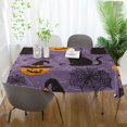 thumbnail image 3 of Yayeee Tablecloths 54" x 54" Rectangle Wrinkle Resistant Party Table Cover, Purple Halloween Black Cat, 3 of 8