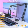 thumbnail image 5 of ZealSound USB Gaming Microphone,PC Microphone for phone tablet with RGB for Streaming Podcast Vocal Recording ASMR, Computer Mic with Noise Cancellation,Mute Button,Gain Knob,Desktop Arm Boom Stand, 5 of 13
