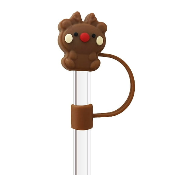 6Pcs Christmas Straw Cover Caps Reusable Drinking Straw Tips Lids Christmas Theme Silicone Straw Toppers Compatible for Straw Accessories for Christmas