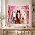 thumbnail image 5 of Three Horses in Pink Cherry Blossoms, Dreamy Japanese Inspired for Horse Lovers, Wildlife Art Wall Decor, Housewarming Gift, Tapestry Wall Hanging for Bedroom and Living Room, 5 of 7