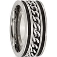 thumbnail image 4 of Stainless Steel Brushed & Polished Black Ip-Plated Chain Inlay 10mm Band (Size 10.5) Made In China sr163-10.5, 4 of 5