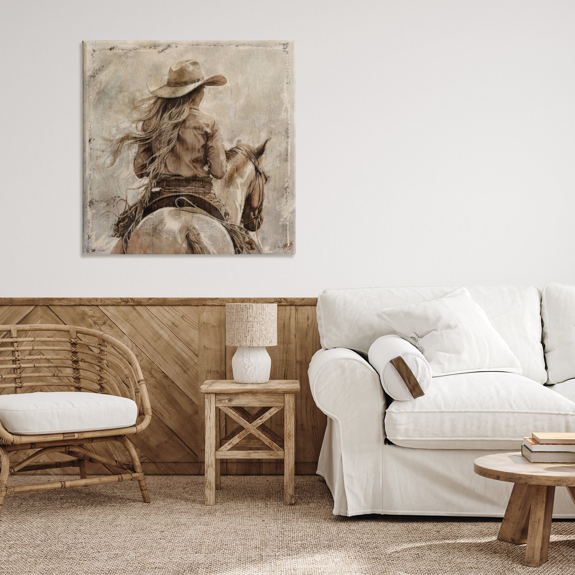 Stupell Industries Windblown Cowgirl on Horseback Canvas Wall Art, design by Marta Wiley