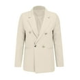 thumbnail image 4 of Breezora Women's Tailored Lapel Jacket Long Sleeve Career Coat Modern Office Wear With Functional Pockets L Size Beige, 4 of 9
