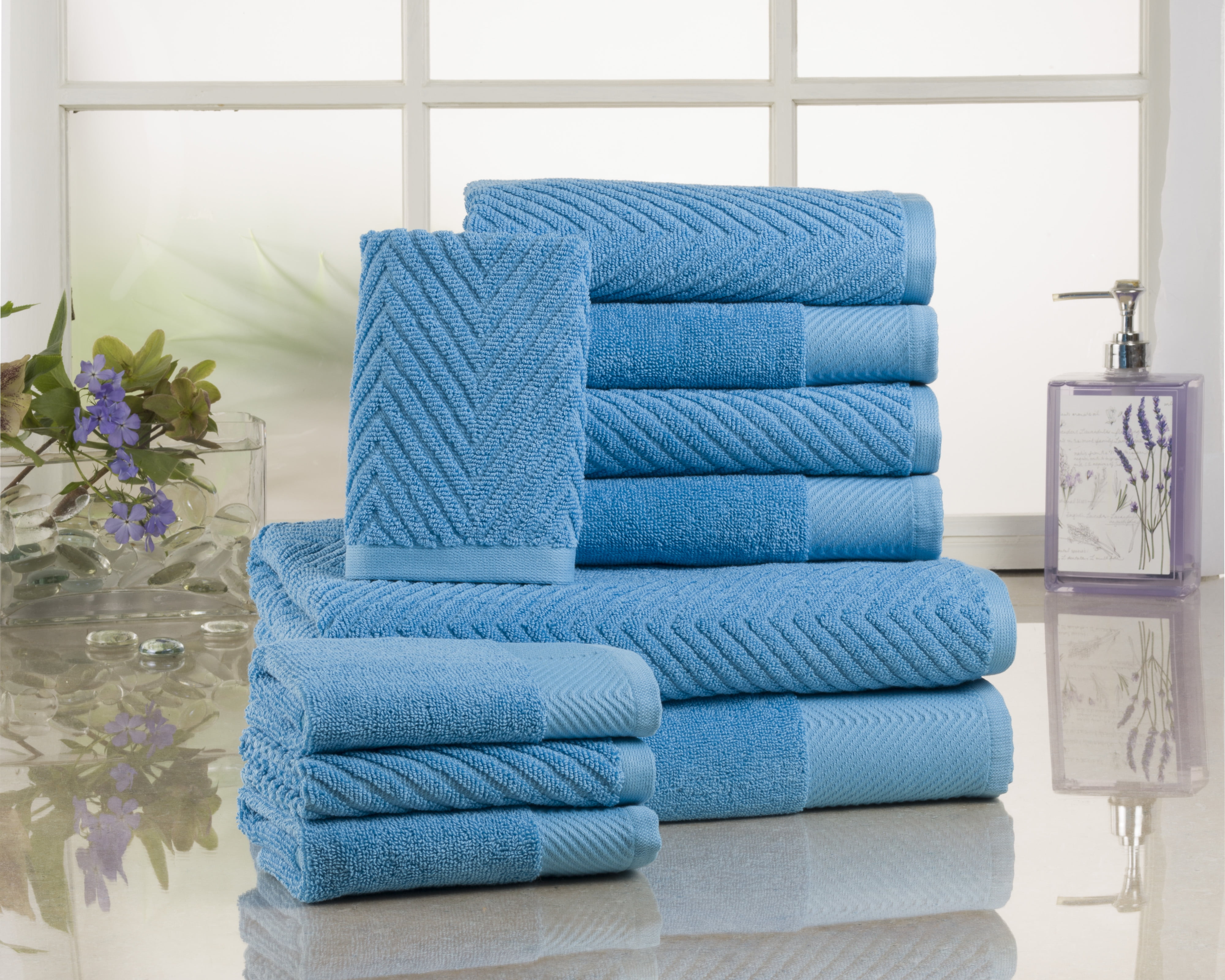 Addy Home Premium Chevron 10 Piece Bath Towel Set (2 Bath, 4 Hand & 4