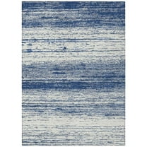 HomeRoots 589704 3 x 5 ft. Striped Washable Indoor & Outdoor Rectangle Area Rug, Navy Blue & Ivory