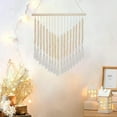 thumbnail image 5 of Macrame Woven Wall Hanging Decor with Wood Bead Beige Cotton Handmade Bohemian Home Decor Wall Art for Bedroom Apartment Dorm Room Nursery(Cream), 5 of 7