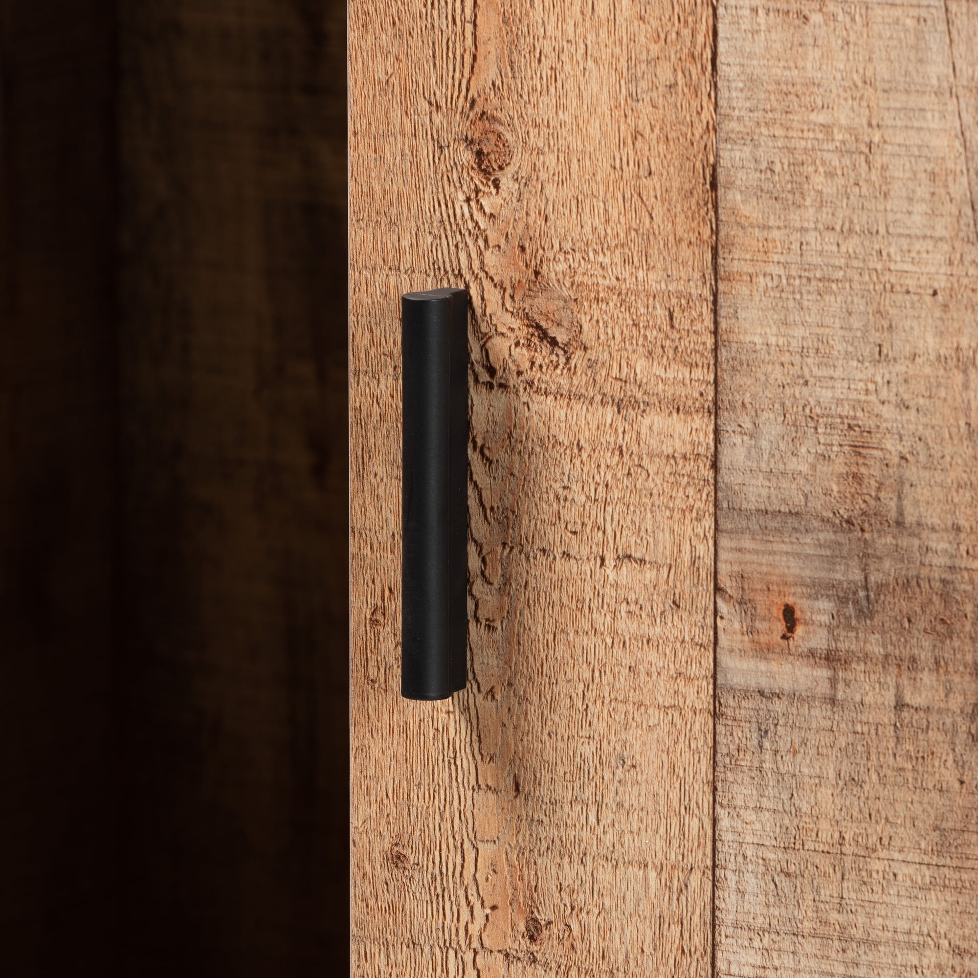 Baxton Studio Mathis Modern and Contemporary Rustic Brown Finished Wood and Black Finished Metal Wine Storage Cabinet