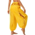 thumbnail image 2 of Kaerm Tribal Belly Dance Pants for Women Baggy Arabic Harem Pants Halloween Party Performance Dancewear Yellow One Size, 2 of 7