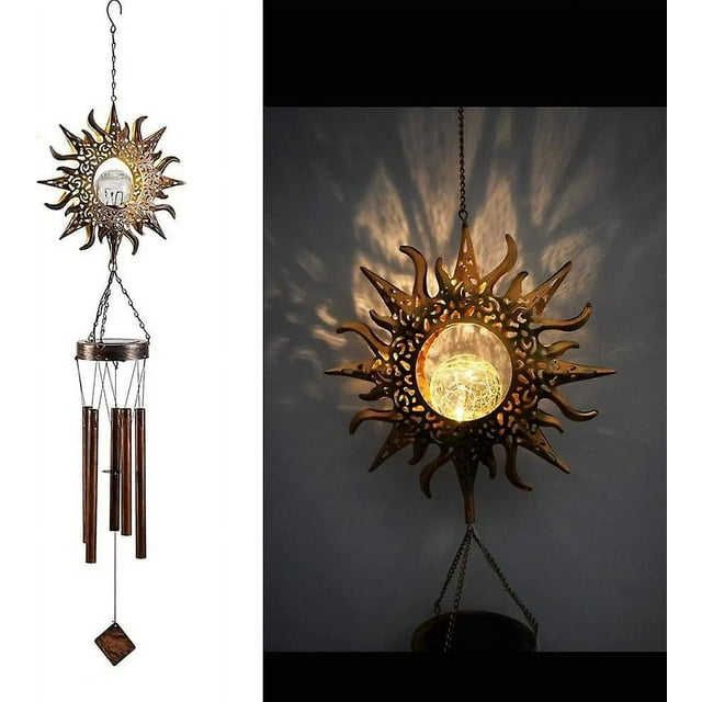 Wind Chimes Solar Lights,led Star Night Lights Garden Waterproof Metal Windbell Chime Light Lamp