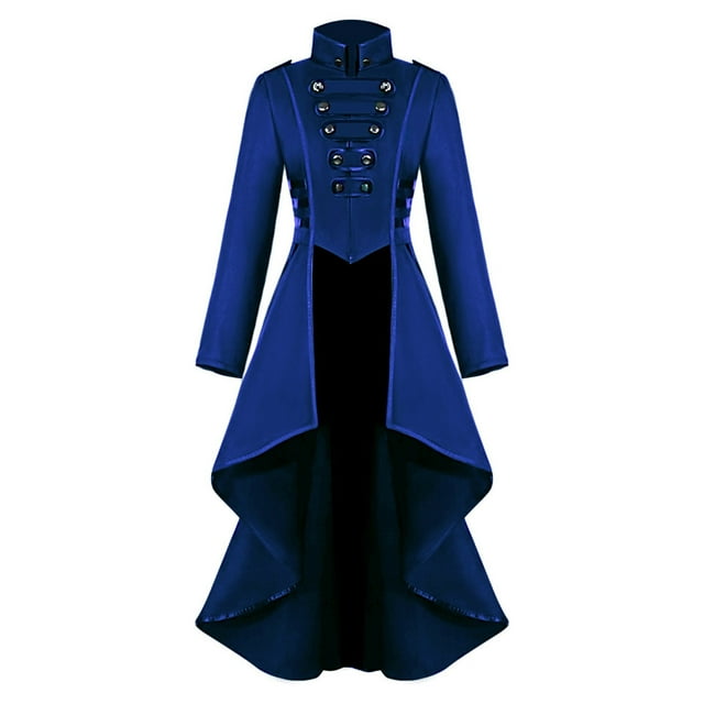 Leodye Robe Médiévale à la Mode et Confortable pour Femmes, Queue-de-Pie, Ourlet Irrégulier, Haut long Rétro Bleu 10(TG)
