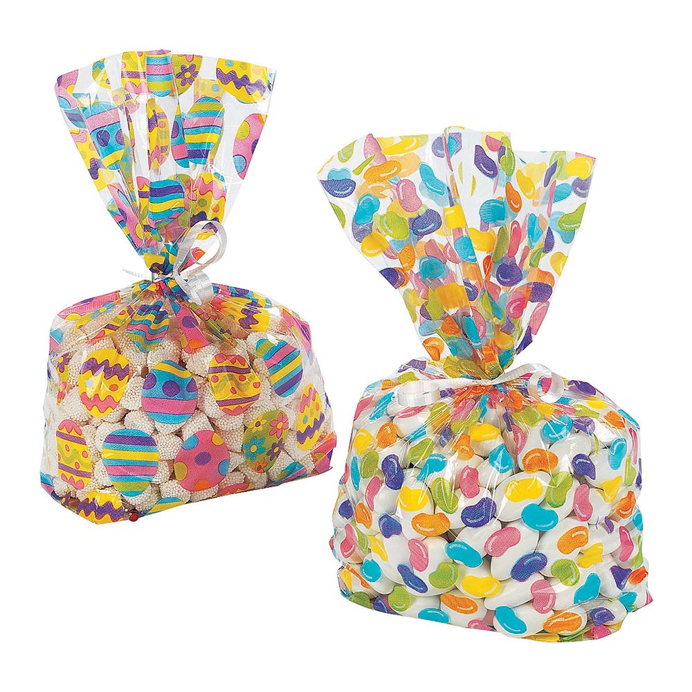 Easter Print Cellophane Bags Party Supplies 12 Pieces