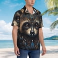 thumbnail image 3 of Logiee Tribal Style Raccoon Print Mens Hawaiian Shirts,Loose-Fit Short Sleeve Button Down Tropical Aloha Beach Shirt,Summer Vacation Wedding Tops,XX-Large, 3 of 7