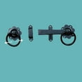 thumbnail image 4 of Renovators Supply Door Lock Latch 5" Black Wrought Iron Gate Latch Garage Barn Door Lock w/Screws, 4 of 14