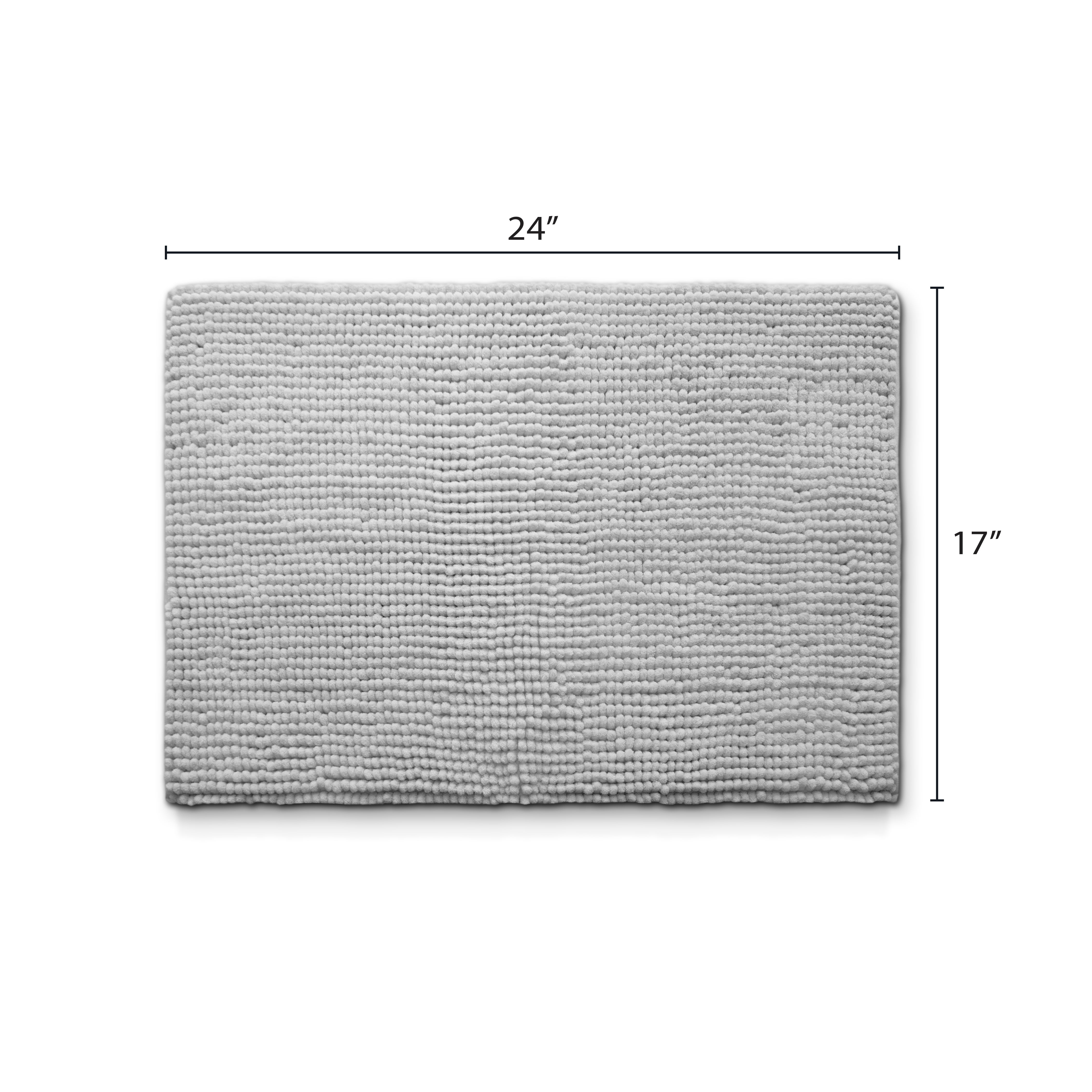 (2 pack) Your Zone Kids Gray Memory Foam Noodle Single Bath Rug with Nonslip Backside, 17" x 24"