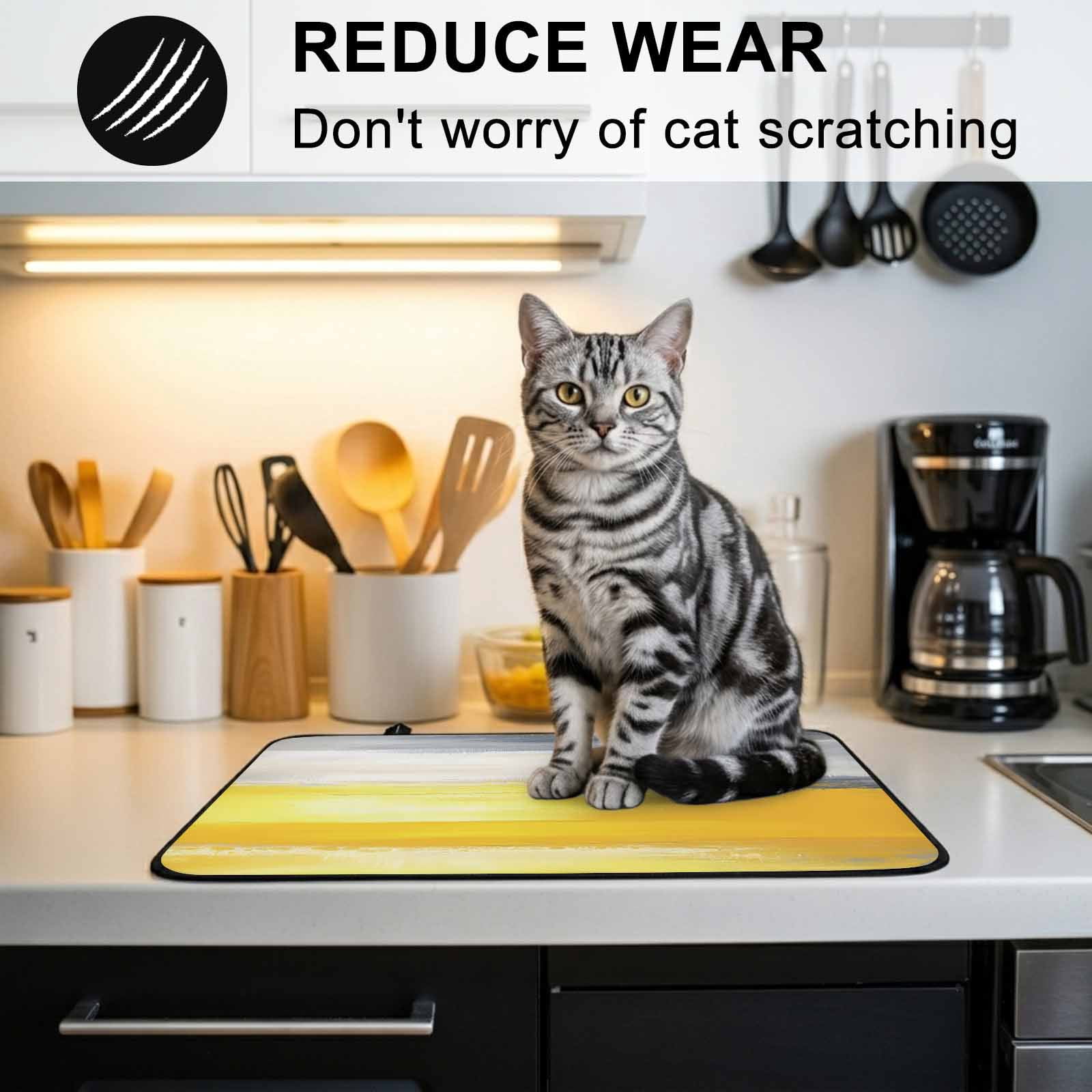 Yellow Gray Stove Top Cover for Electric Stove, Heat-proof & Non Slip Glass Top Stove Cover Protector, Modern Abstract Oil Painted Art Kitchen Flat Cooktop Rubber Mat 24x21 Inches