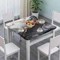 thumbnail image 3 of Black White Gold Marble Pattern Square Fitted Tablecloth with Elastic Edge,Square Table Cover,Washable Elastic Table Cover for Home Kitchen Party Decor 34"x34", 3 of 6
