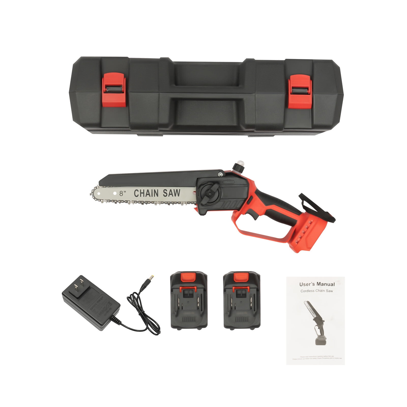 Mini Cordless Chainsaw – 8-Inch Cutting Diameter, 800W Power, 2x 2000mAh Batteries, Safety Lock & Splash Guard, Lightweight, Battery-Powered – Ideal for Gardening, Wood Cutting & DIY Tasks