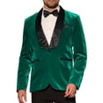 thumbnail image 1 of Blazers de Tuxedo de Terciopelo INSPIRE CHIC para hombres, con solapa de chal, chaquetas formales para bodas, color verde, 1 of 5