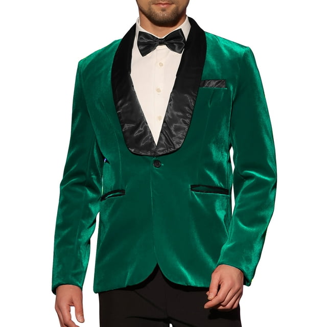 Blazers de Tuxedo de Terciopelo INSPIRE CHIC para hombres, con solapa de chal, chaquetas formales para bodas, color verde
