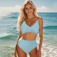 thumbnail image 2 of HNMKIU Womens Tankini Bathing Suits Conservative Two Piece Set Featuring High Waisted Shorts and Matching Top Women's Swimwear Sky Blue，L, 2 of 6