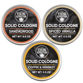 Viking Revolution Solid Cologne 3 pack, Sandalwood, Spiced Vanilla, Coffee & Whiskey, 0.5 oz ea