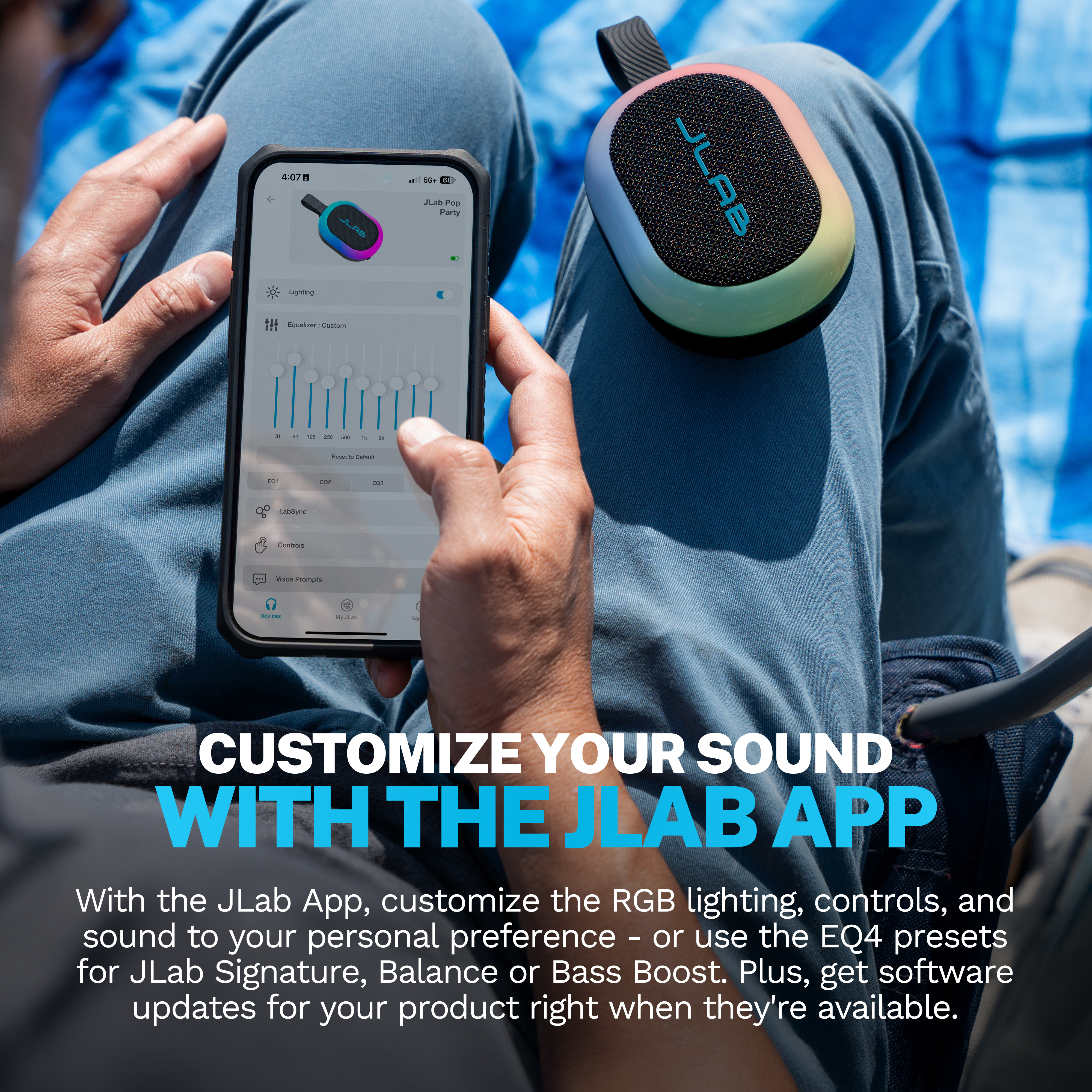 JLab Pop Party Portable Bluetooth Speaker, 5W, Black photo 8