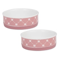 PET BOWL - TRELLIS PAW ROSE - MEDIUM 6Dx2H SET/2