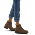 thumbnail image 3 of Pennysue Women's Ankle Boots Platform Lug Sole Chunky Heel Brown Chelsea Booties with Side Zipper Size 7, 3 of 7
