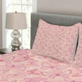 thumbnail image 3 of Ambesonne Pale Pink Quilted Bedspread Set 3 Pcs, Butterflies Ornate Wings, Queen Size, White Peach and Pink, 3 of 4